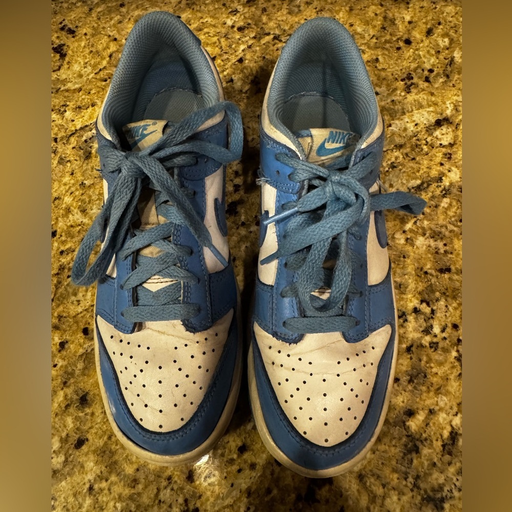 Nike Light Blue and White low dunks